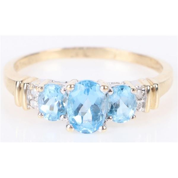 DIAMOND & BLUE TOPAZ 10K GOLD LADIES RING
