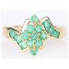 Image 1 : GENUINE EMERALD CLUSTER 10K GOLD LADIES RING