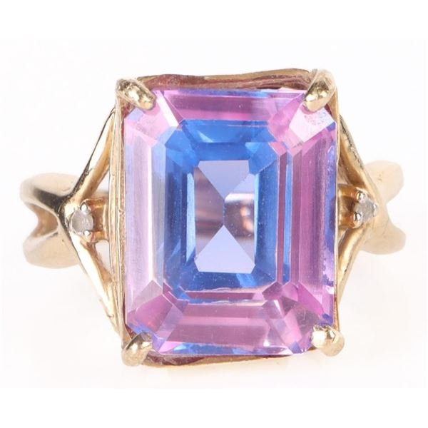 BI-COLOR SAPPHIRE & DIAMOND 10K GOLD LADIES RING