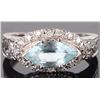 Image 1 : 14K WHITE GOLD AQUAMARINE & DIAMOND LADIES RING