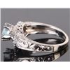 Image 2 : 14K WHITE GOLD AQUAMARINE & DIAMOND LADIES RING