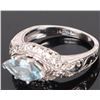 Image 4 : 14K WHITE GOLD AQUAMARINE & DIAMOND LADIES RING