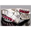 Image 1 : 14K WHITE GOLD EGL 0.74CT SI1 DIAMOND RUBY RING