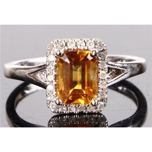 4 X 6MM CITRINE & 0.2CTW. MOISSANITE 14K GOLD RING