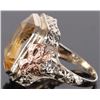 Image 2 : 17 X 12MM CITRINE 14KT. WHITE GOLD ART DECO RING