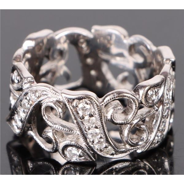14K WHITE GOLD DIAMOND FILIGREE LADIES RING