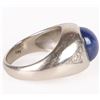 Image 2 : 14K WHITE GOLD BLUE STAR SAPPHIRE DIAMOND RING