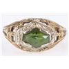 Image 1 : 14K YELLOW GOLD VINTAGE GREEN GLASS LADIES RING