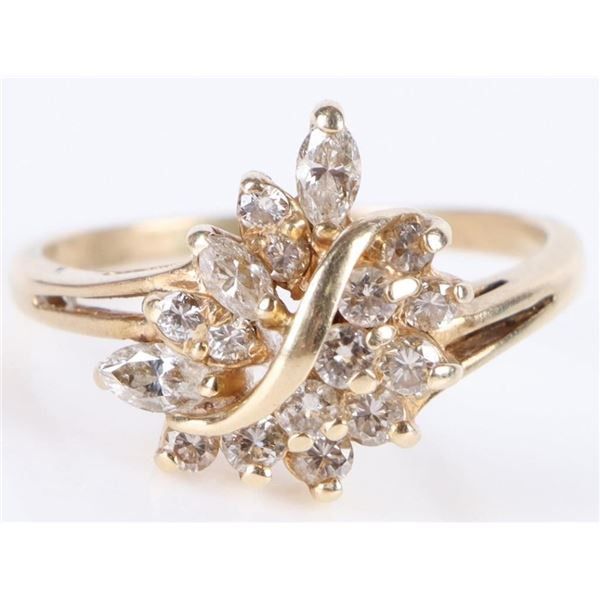 DIAMOND 14KT YLW GOLD CLUSTER RING