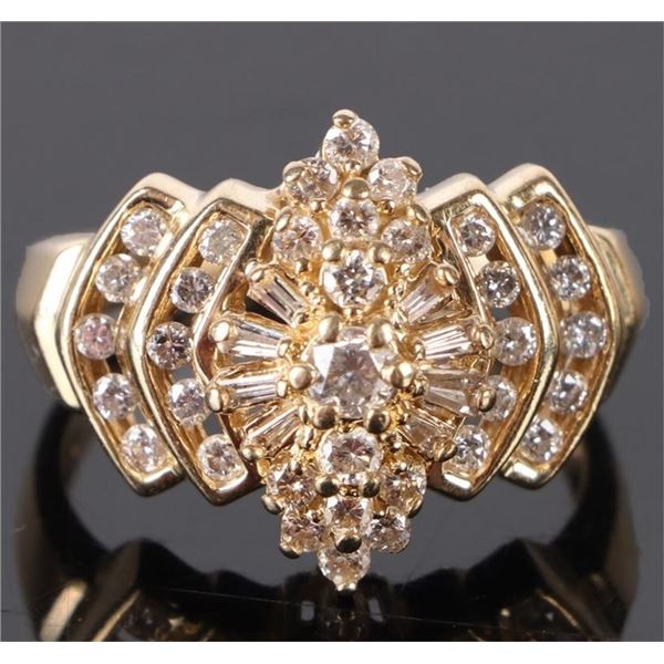DIAMOND CLUSTER 14K YELLOW GOLD LADIES RING