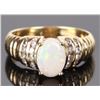 Image 1 : LADIES OPAL & DIAMOND 14K YELLOW GOLD RING