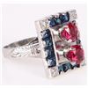 Image 1 : 18K DIAMOND RUBY SAPPHIRE ART DECO RING