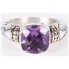 Image 1 : SAMUEL B. STERLING 18K ROSE CUSHION AMETHYST RING