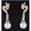 Image 1 : 18K YELLOW GOLD DIAMOND PEARL LADIES EARRINGS