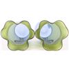 Image 2 : TWO GLASS CLOVER HEAD VASES W/ SILVER OVERLAY