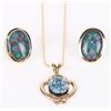 Image 1 : 14K YELLOW GOLD MOSAIC OPAL MATCHING SET