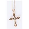 Image 2 : DAINTY AQUAMARINE LADIES 10K GOLD CROSS NECKLACE