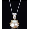 Image 1 : 14K YELLOW GOLD DIAMOND PEARL LADIES NECKLACE