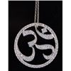 Image 1 : 18K WHITE GOLD RUBY DIAMOND "OHM" HINDU NECKLACE