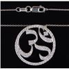 Image 2 : 18K WHITE GOLD RUBY DIAMOND "OHM" HINDU NECKLACE