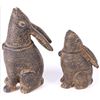Image 1 : VINTAGE CAST IRON SARREID MOON GAZING BUNNIES -(2)