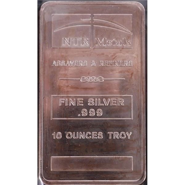 10 TROY OUNCE FINE SILVER BAR NTR METALS