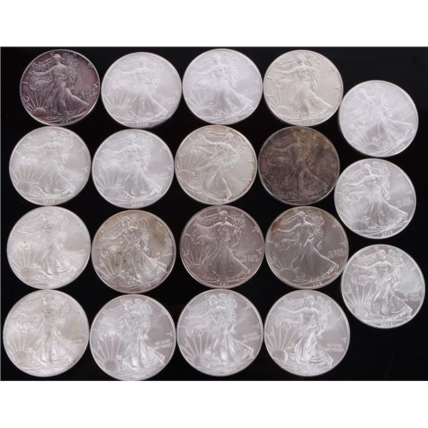 FINE SILVER EAGLE BULLION COINS 1987-2024 - (20)