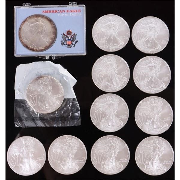 FINE SILVER EAGLE BULLION COINS 1987-2024 - (12)