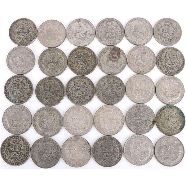 50% SILVER WORLD SILVER COINS PERU UN SOL - (30)