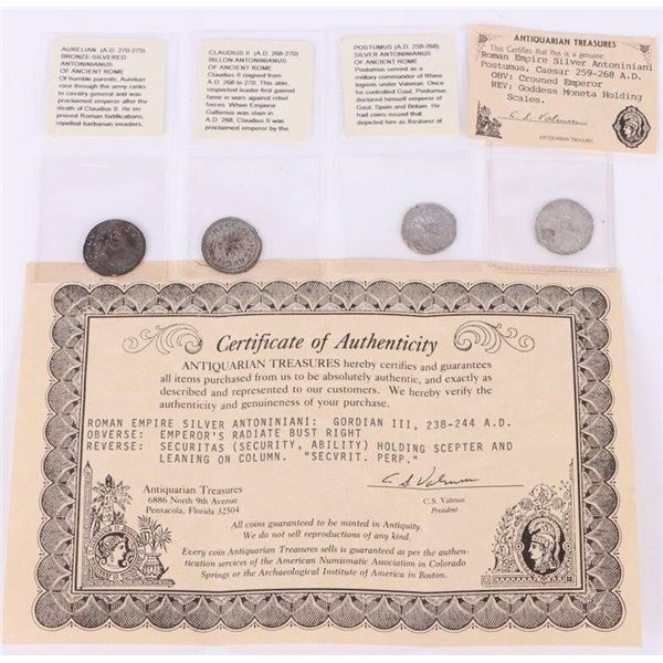 ANCIENT ROMAN SILVER & BRONZE ANTONINIANUS COINS