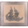Image 3 : ORIGINAL HINDU DEITY CHARCOAL ON CLOTH ARTWORKS