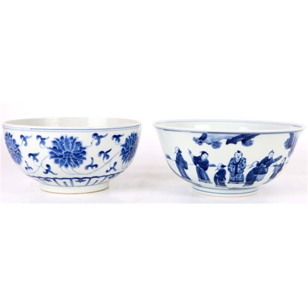 ASAIN BLUE & WHITE PORCELAIN BOWLS - LOT OF 2