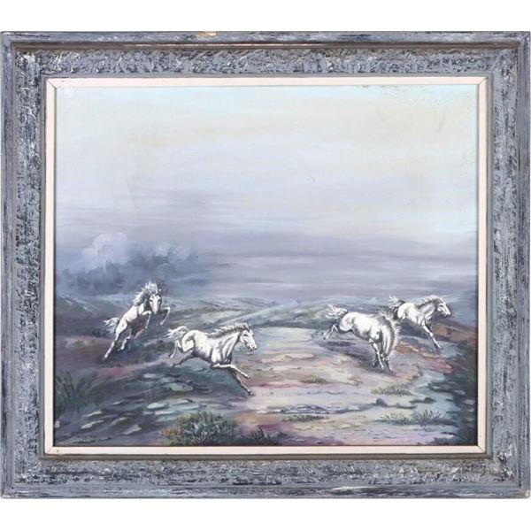 MARJORIE TIETJENS ORIGINAL WILDHORSES OIL PAINTING