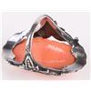 Image 3 : VINTAGE STERLING SILVER CARVED CORAL LADIES RING