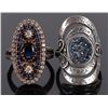 Image 1 : ORNATE STERLING SILVER BLUE STONE RING PAIR