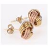 Image 2 : 10K TRI-GOLD KNOT LADIES STUD EARRINGS