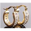 Image 2 : STERLING SILVER CUBIC ZIRCONIUM HOOP EARRINGS
