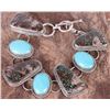 Image 1 : TURQUOISE & DYED STONE STERLING SILVER BRACELET