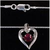 Image 2 : 0.50CT ROUND RED RUBY STERLING HEART NECKLACE