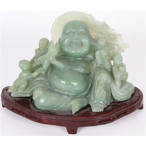 LARGE CARVED JADE RELIGIOUS BUDDHIST SCULPTURE