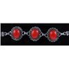 Image 2 : STERLING SILVER RED CORAL BRACELET & EARRINGS