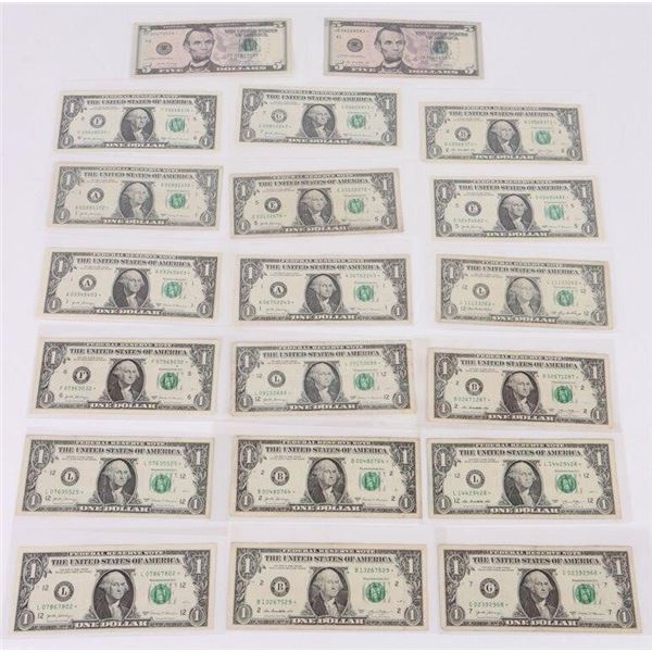 COLLECTIBLE US STAR NOTES $1 & $5 BILLS