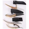 Image 2 : ANTLER HANDLE HANDMADE KNIVES W/ SHEATHS (4)