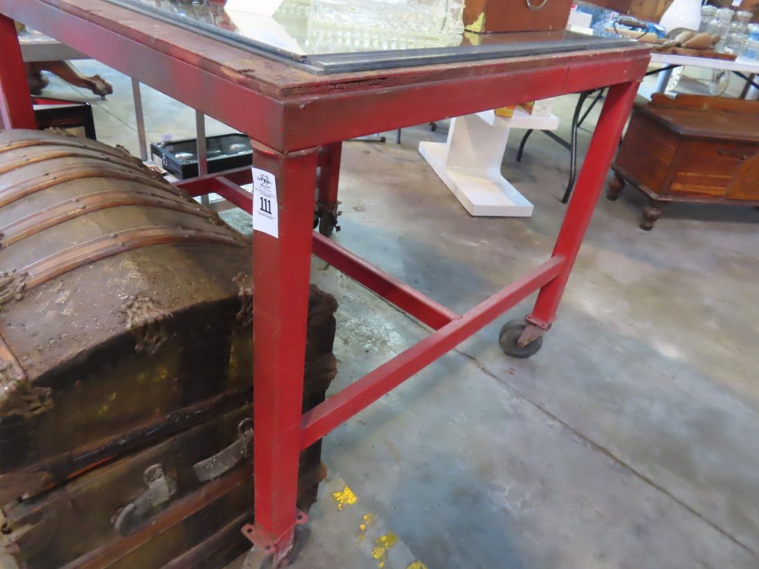 Red Working Table Red Metal Heavy Duty Rolling Work Table w/Mirrors