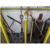 Image 2 : Security Cage w/Welding Tanks, Post Hole Digger, Axe, Shovels, Yard Tools