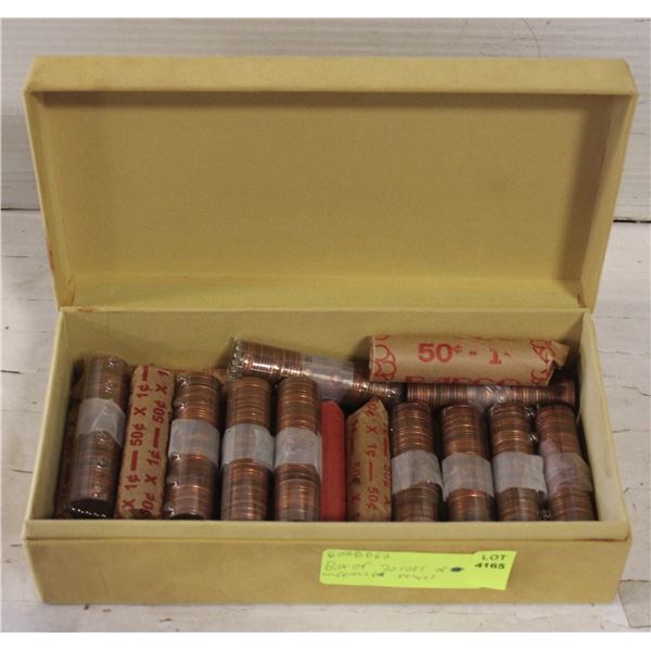 BOX OF 20 ROLLS OF UNSEARCHED PENNIES