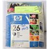 Image 1 : LOT OF 2 NEW GENUINE HP 26 BLACK PRINTER INK