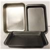 Image 1 : 3X NEW METAL TRAYS, (TWO NON-STICK + ONE STANLESS