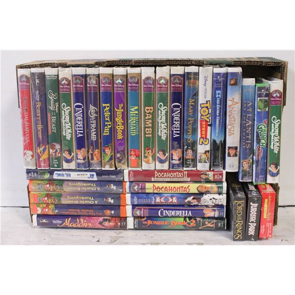 32 DISNEY & OTHER VHS - MANY UNOPENED