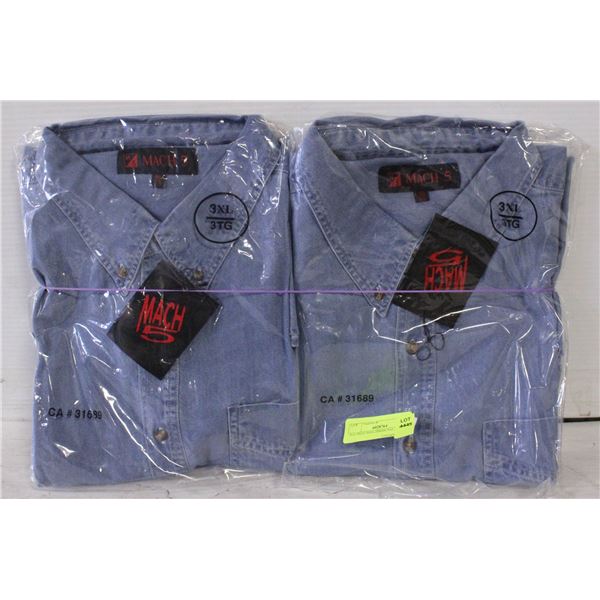NEW MEN'S SHIRTS 2 DENIM SIZE 3 XL